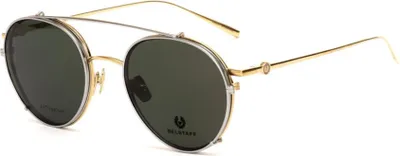 Productafbeelding van Brilmontuur + zonneclip Belstaff JAGGED-CLIP-ON-DORADO-GRIS, diameter 53 mm. Clip-on