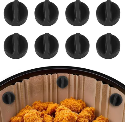 Produktbild von Hitzebeständige Silikonmagnete für Airfryer, 8 Stück für Backpapier, Magnetische Silikonschnallen für Heißluftfritteusen, Schwarz