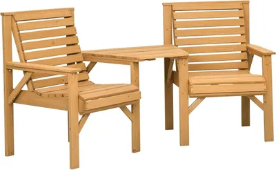 Produktbild von Bistro-Set 3-teilig Holz wetterfest mit Sonnenschirmloch Balkonset Braun