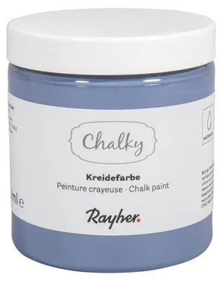 Produktbild von Rayher Chalky, Kreidefarbe auf Wasserbasis, taubenblau, für Shabby-Chic, Vintage- und Landhaus-Stil-Looks, Dose 230 ml, 35048370