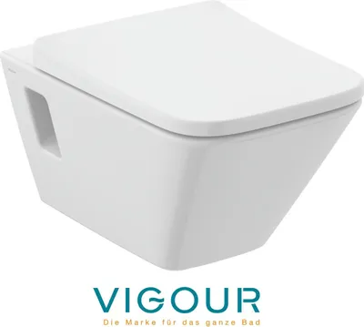 Produktbild von VIGOUR DERBY V3 edge Wand-WC-Set spülrandlos offene Befestigung PflegetectPLUS Beschichtung WC-Sitz Absenkautomatik & Montageset + Schallschutz