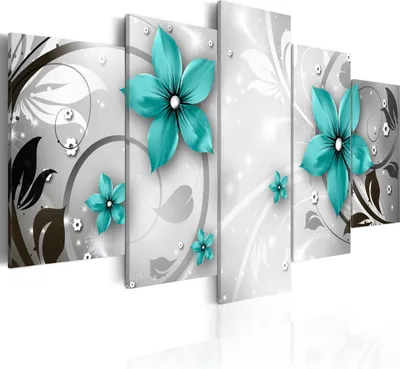 Produktbild von Modernes Wandbild b-A-0066-b-o (150x75) - 5 Teilig Bilder Fotografie auf Vlies Leinwand Foto Bild Dekoration Wand Bilder Kunstdruck Abstrakt Blumen