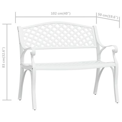 vidaXL Zahradní lavice 102 cm z litého hliníku, bílá