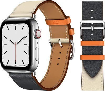 Produktbild von Original Apple Hermès Single Tour Band MTQD2ZM/A 42/44/45mm Indigo/Craie/Orange