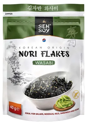 PŁATKI NORI WASABI BEZGLUTENOWE 40 g - SEN SOY