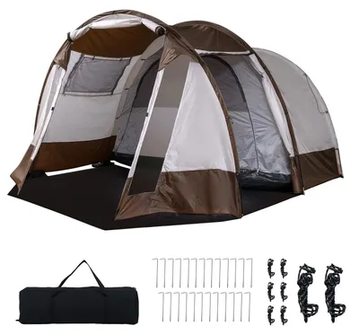 Produktbild von COSTWAY Tunnelzelt 4-6 Personen, wasserfestes Campingzelt, Familienzelt mit großem Vorraum, Belüftungstür, Heringe, Windseilen & Tasche 4,6x3,2x3,2m