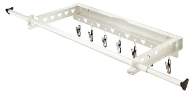 Image de Porte-vêtements mural, pliable et extensible, de couleur blanche