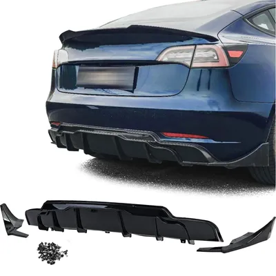 Produktbild von Heckdiffusor Diffusor Heck Stoßstange Schwarz Glanz für Tesla Model 3 2017-2023