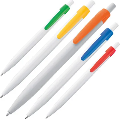 Produktbild von 10x Kugelschreiber / Clipfarbe: je 2x grün, orange, gelb, rot und blau
