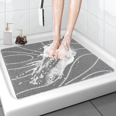 Immagine prodotto di Tappetino antiscivolo per doccia, 60x60 cm, grigio, in PVC, con fori di scarico
