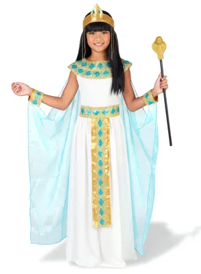 Immagine prodotto di Costume da Cleopatra per bambini Costume egiziano bianco-oro-blu - 146 (8-10 anni)