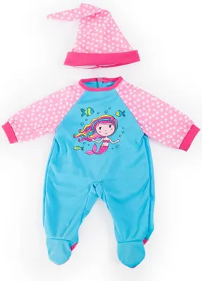 Produktbild von Bayer Design 84680AA Puppenkleidung, Babypuppen Anziehsachen, Kleider für Puppen 46 cm, 2 Teile, rosa/blau, Meerjungfrauenmotiv