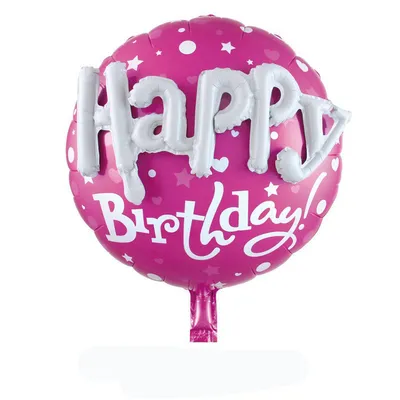Produktbild von Folienballon Happy Birthday rund 3D Schrift 60 x 68 cm, Pink