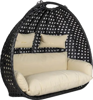 Produktbild von HOME DELUXE Polyrattan Hängesessel TWIN DELUXE - nur Korb und Kissen | Hängekorb, Hängestuhl, Gartenmöbel, Gartenschaukel, Rattanmöbel