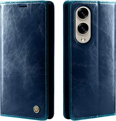Produktbild von Handyhülle für Samsung Galaxy S25 Edge Kunstleder Flip Vintage Cover Hülle RFID Schutz Case Kartenfach Farbe: Blau