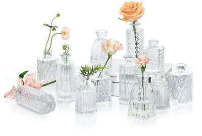 Produktbild von Kleine Gläser, Set aus 12 Stücken, für Tischdekoration, Transparenzglas, Vintage-Design