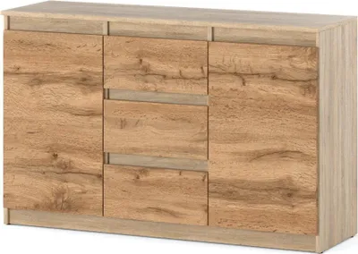 Zdjęcie produktu dla Komoda Nowoczesna 120Cm Z 3 Szufladami 120Cm Młodzieżowa Sonoma Dąb Wotan
