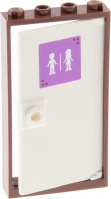 Produktbild von 1x Lego Tür Rahmen 1x4x6 rot braun Türblatt weiß Sticker 60616pb008 60596
