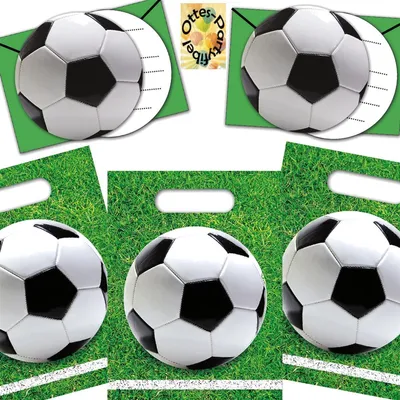 Produktbild von Fußball-Party-Set Erweiterung : 6 Einladungen 6 Mitgebseltüten