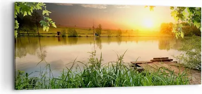 Produktbild von Bild auf Leinwand - Leinwandbild - Brücke See - 120x50cm - Wand Bild - Wanddeko - Wandbilder - Leinwanddruck - Bilder - Kunstdruck - Wanddekoration - Leinwand bilder - Wandkunst - AB120x50-3914