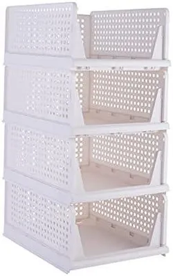 Produktbild von Kleideraufbewahrungsboxen 4 Stücke, stapelbar, Kunststoff, für Kleiderschrank