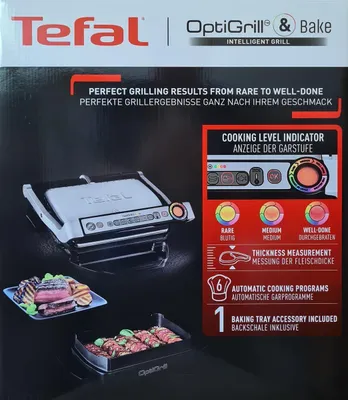 Produktbild von Kontaktní gril Tefal GC714D OptiGrill+ včetně příslušenství pro přípravu svačin a pečení - černá/nerezová ocel
