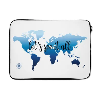 Produktbild von MuchoWow® Laptop Hülle 13 Zoll Weltkarte - Blau - Kompass Laptoptasche - Laptophülle - Sleeve - Rundumschutz