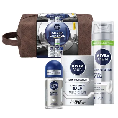 Produktbild von Nivea Kosmetikset Silver Protect 3 Stück mit Kosmetiktasche
