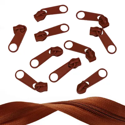 10 Reißverschluss Zipper für Endlosreißverschluss, 5mm, mahagoni