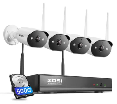 Image de Kit de caméra de surveillance 2K WiFi6 - 500 Go de stockage - Vision nocturne couleur - Pour intérieur et extérieur