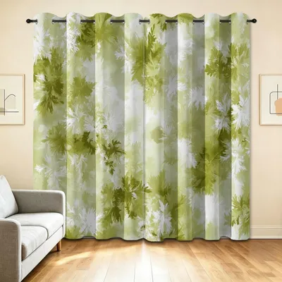 Productafbeelding van Verduisteringsgordijnen 140 x 160 cm - Botanisch camouflagepatroon - 2 stuks
