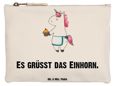 Produktbild von Mr. & Mrs. Panda Pouch Einhorn Muffin Grösse XL Große - Weiß - Geschenk, Backen, Glückwünsche, Kulturbeutel, Geburtstag, Kosmetiktasche, kosmetiktäschchen, Unicorn