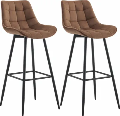 Produktbild von CLP 2er Set Barhocker Dartford braun Material Samt
