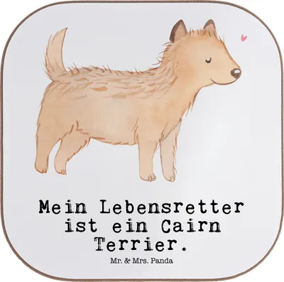 Produktbild von Mr. & Mrs. Panda Tischuntersetzer Cairn Terrier Lebensretter - Weiß - Geschenk, Untersetzer Gläser, gläseruntersetzer, für, Glas, Coaster