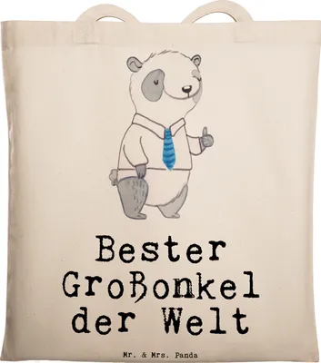 Produktbild von Mr. & Mrs. Panda Einkaufstasche Panda Bester Großonkel der Welt - Transparent - Geschenk, Tasche, Jutebeutel, Tote Bag, Laptoptasche, Onkel, Geschenkidee, Stoffbeutel