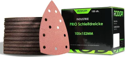 Produktbild von RODOPI RedDevil Schleifpapier für Multischleifer Zirkonium Korund Klett 105x152 mm Delta Schleifdreiecke 11 Loch für Dreieckschleifer Körnung K80