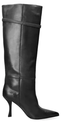 Obrázek produktu pro Dámská vysoká bota z pravé kůže s páskem a štíhlým podpatkem Black B 36