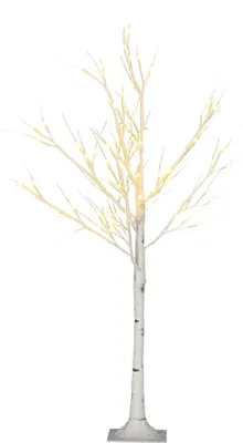 Zdjęcie produktu dla HOMCOM 120 cm sztuczna choinka, choinka brzozowa z LED, sztuczna brzoza, brzoza, dekoracja świąteczna na wesele, imprezę, urodziny