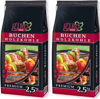 Zdjęcie produktu dla giRo węgiel do grilla Najwyższej jakości węgiel bukowy 2x 2,5 kg