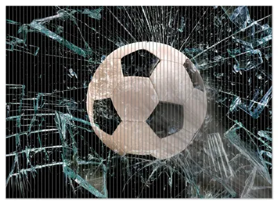 Produktbild von Wallario Duschmatte Antirutschmatte Badmatte Fußmatte Fußball - im Fenster, Splitter und Glas, Größe ca. 90 x 65 cm