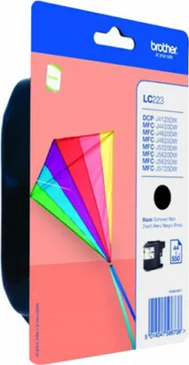 Produktbild von Brother LC223BKBP, Schwarz, Tinte auf Pigmentbasis, 1 Stück(e), 550 Seiten, Einzelpackung