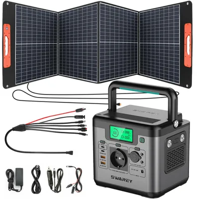 Produktbild von SWAREY Powerstation 550W(1100W Spitze) Power Station Solarspeicher mit 100W Solarpanel,555Wh Solargenerator Ladegeräte Stromerzeuger mit Schnellladen
