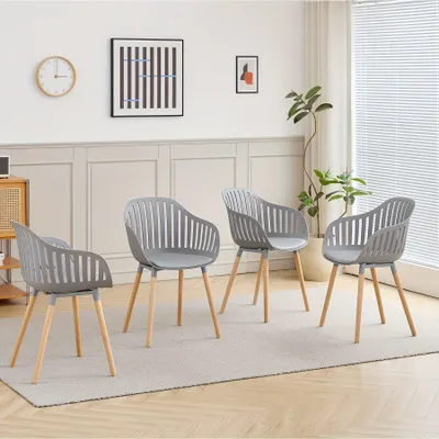 Obrázek produktu pro Jídelní židle - Jídelní židle - Židle s tvarovaným sedákem - Kuchyňská židle - Židle - Umělá kůže (PU) - Nohy z buku