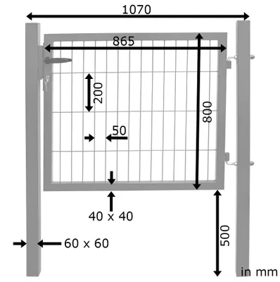 Produktbild von Gartentor Tor für Gartenzaun Zaun 80 cm hoch Gartentür aus Metall für Stabmattenzaun Abschließbar inkl. Pfosten Grün V2Aox