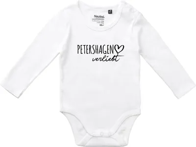 Produktbild von Huuraa Baby Body Petershagen verliebt 74 White  Baumwolle Fairtrade Langarmbody Geschenkidee