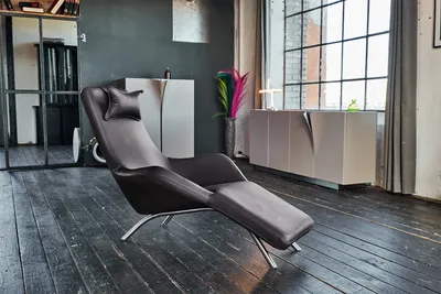 Produktbild von KAWOLA Relaxliege CAVAL Leder dunkelgrau