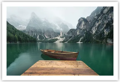 Produktbild von Poster - Poster ohne Rahmen - Berge See Boot - 91,5x61 cm - Wand Bild - Wanddeko - Wandbilder - Kunstposter - Wandposter - Bilder - Kunstdruck - Wanddekoration - Wandbild - P2XAA91x61-3978