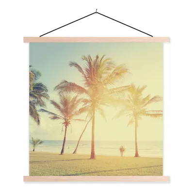 Produktbild von MuchoWow® Textilposter Meer - Palme - Sommer - Sonne - Strand 60x60 cm mit holzfarbenen Rahmen - Wanddekoration
