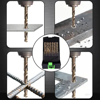 Produktbild von Metallbohrerset HSS-Kobalt, 19-teilig, Ø 1-10 mm, für Metallbohrungen