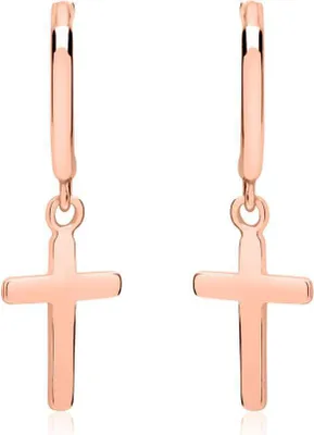 Produktbild von Rosévergoldete 925er Silber Creolen Kreuze